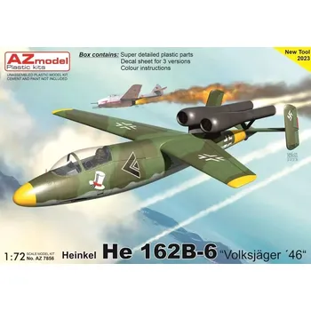 Plastikový model AZ model 1/72 Heinkel He 162B-6 (3x camo)