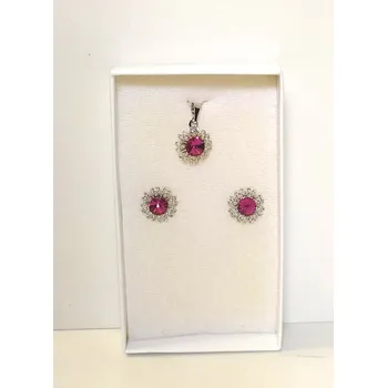 Souprava šperků Swarovski souprava šperků s růžovým kamínkem (Sada - SWAROVSKI květiny)