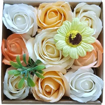 Mýdlo made by ANTEROS Dekorace Mýdlové květy White Orange mix v dárkovém boxu