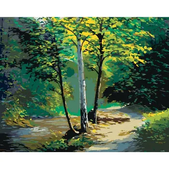 Hračka Diamondi Diamantové malování - NÁDHERNÁ BŘÍZA A POTŮČEK Rozměr: 40x50 cm, Rámování: bez rámu a bez vypnutí plátna