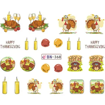 Umělé nehty Barevné podzimní vodolepky na nehty - PODZIM (BN368) (Podzimní obtisky na nehty BN368)