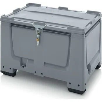 paleta Big boxy s uzamykatelným systémem SA/SV 120 x 80 x 83 cm, 4 nohy - Stříbrošedá - materiál: 1 A nový materiál HD-PE - BBG 1208 SASV