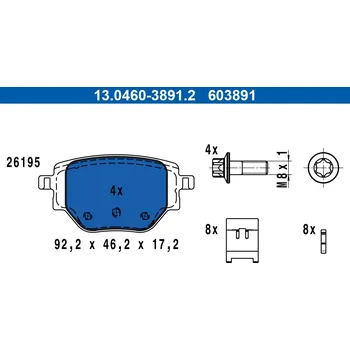 Brzdová destička Sada brzdových destiček, kotoučová brzda ATE 13.0460-3891.2