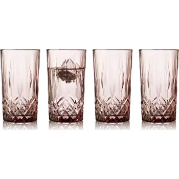 Sklenice Set 4 sklenic Highball Sorrento 38 cl, růžové - LYNGBY GLAS (Sorrento sada sklenic Highball 4 ks, růžové - LYNGBY GLAS)