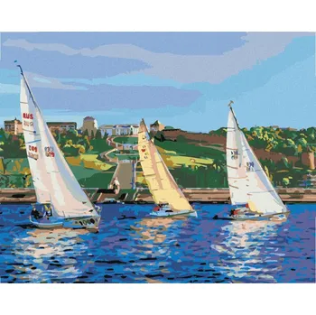 Hračka Diamondi Diamantové malování - PLACHETNICE VE VLNÁCH Rozměr: 40x50 cm, Rámování: vypnuté plátno na rám