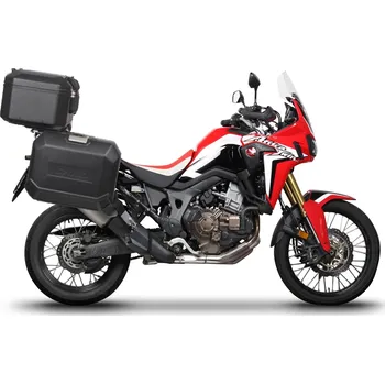 Zavazadlo na motocykl SHAD Kompletní sada černých hliníkových kufrů TERRA BLACK, 37 litrů vrchní kufr, 36/47 litrů boční kufry, včetně montážní sady a plotny SHAD HONDA CRF 1000 Africa Twin