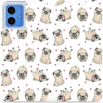 Pouzdro na mobilní telefon Flipové pouzdro Mobiwear - Motorola Moto G14 - M097P Mopsíci (Knížkové flip pouzdro, obal, kryt na mobil Motorola Moto G14 - M097P Mopsíci, materiál Umělá kůže + TPU - ochrana 360°, stojánek, silikonová vanička, magnetické zavírání)