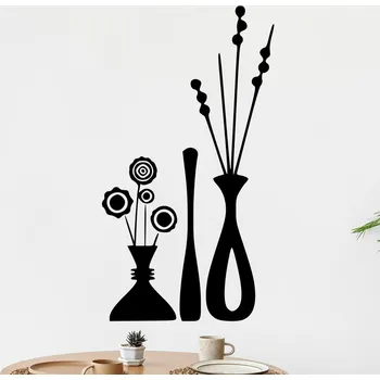 Samolepící dekorace Živá Zeď Samolepka na zeď Květiny ve váze Barva: černá