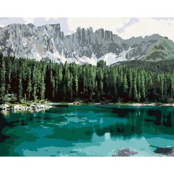 Hračka Diamondi Diamantové malování - JEZERO S HORAMI A LESEM Rozměr: 40x50 cm, Rámování: bez rámu a bez vypnutí plátna