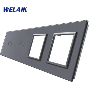 vypínač WELAIK čtyřnásobný skleněný panel 1+1+zás + zás - tmavě šedý
