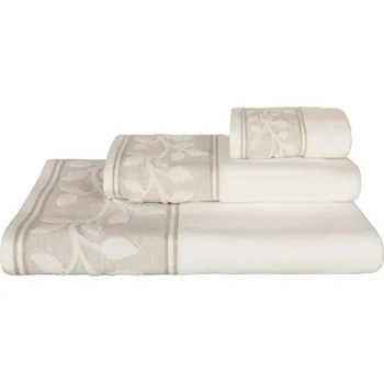 Bytový textil SCANquilt ručník PURA lístečky smetanová malý ručník 30 x 50 cm