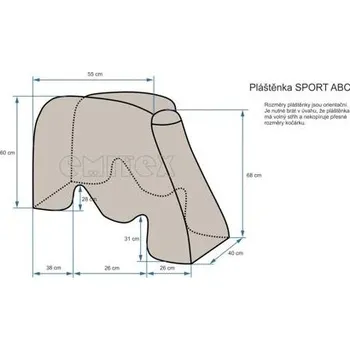pláštěnka na kočárek Sport ABC přehazovací rukojeť Emitex velikost uni