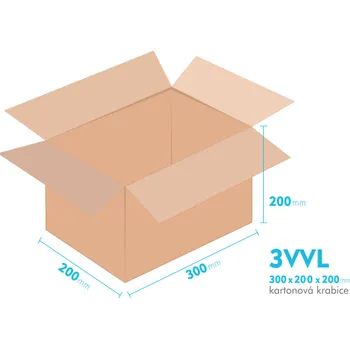 Obalový materiál Kartonové krabice 3VVL - 300x200x200mm - vnitřní 295x195x190mm