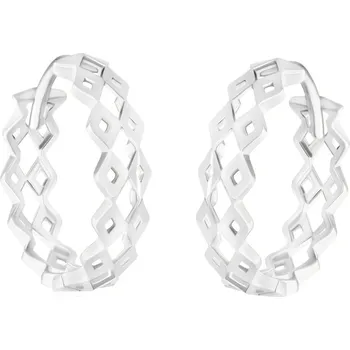 Náušnice GEMMAX Náušnice kroužky Ø 15 mm z bílého zlata – zlatý šperk ryzosti 585/1000 v Dárkovém balení s Certifikátem GLEWN-15-01582