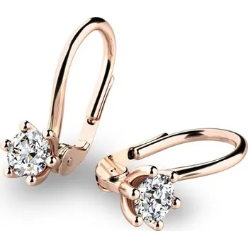 Náušnice Dámské náušnice růžové zlato 585 přírodní diamant visací briliantové 10885-CV-DIA