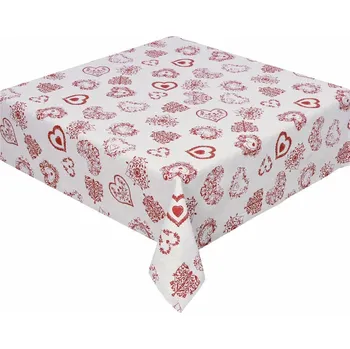 ubrus Ubrus bavlněný, Červená srdíčka, šedý