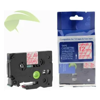 Pásek do tiskárny TONERSYP páska pro Brother TZe-132, 12mm x 8m, červený tisk / průhledný podklad