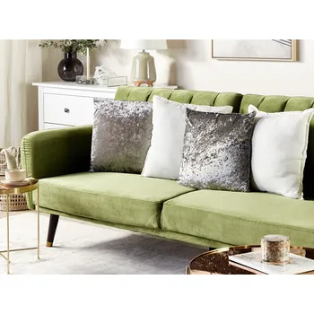 Polštář Sada 2 dekorativních polštářů šedý samet hladký 45 x 45 cm s dekorativní výplní Beliani