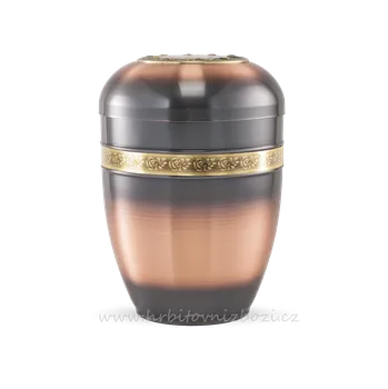 Smuteční dekorace Urna měděná s dekorem růže