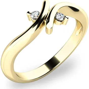 Prsten Dámský prsten žluté zlato 585 přírodní diamant 0.050 ct G/SI 10850D velikost 64