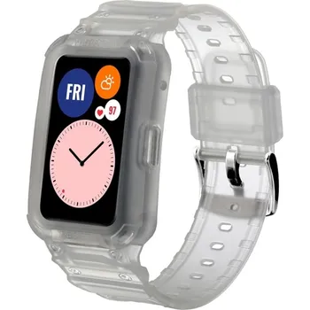 Ostatní příslušenství k chytrým hodinkám VSECHNONAMOBIL 45664 GLACIER Ochranné pouzdro s řemínkem Huawei Watch Fit / Honor Watch ES průhledné