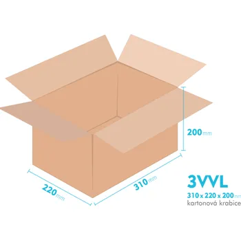 Obalový materiál Kartonové krabice 3VVL - 310x220x200mm - vnitřní 305x215x190mm