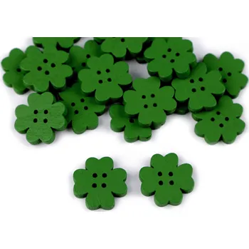 Knoflík Dřevěný dekorační knoflík čtyřlístek