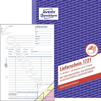Kancelář Avery-Zweckform formulář dodacího listu 1721 DIN A5 bílá Počet listů: 40