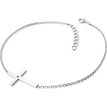 Módní doplněk Dámský náramek žluté zlato 585/1000 přírodní diamant 0.006 ct kříž s černý 10947-NR01-B-Black délka 19 cm