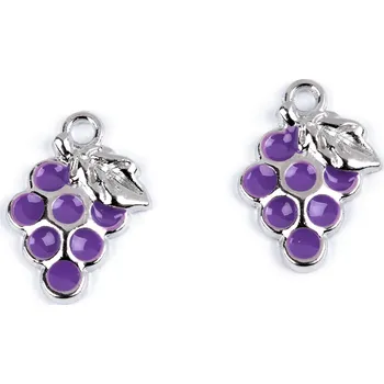 Kovový přívěsek / taháček na zip banány, víno, jahody, malé, 2 fialová hrozny