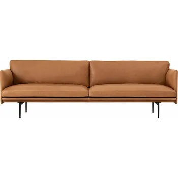 Pohovka Pohovka Muuto Outline 3 sed kůže Refine Cognac podnoží černé