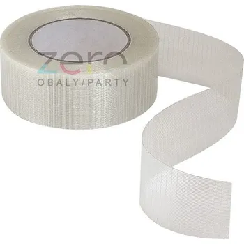 Páska lepicí filament PP 50 mm x 50 m 'křížová vlákna' - transp. (hot-melt)