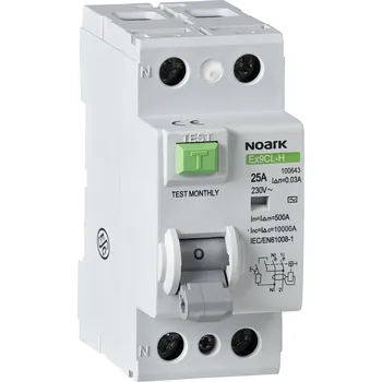 Proudový chránič NOARK 100728 Ex9CL-100 2P 63A A 300mA S Proudový chránič, Icn=10kA, 2pól, In=63A, IDn=300mA, typ S+
