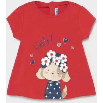 červené letní tričko s třpytivým obrázkem Mayoral 1088-56 velikost 80