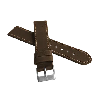Řemínek na hodinky Tmavě hnědý prošitý řemínek LAVVU SPORT z luxusní kůže Top Grain 22mm LSAUC22 (řemínek, pásek na hodinky)