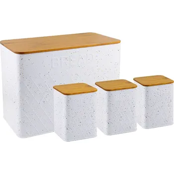 Dóza na potraviny Haus Roland Chlebník + 3 dózy, bílý Barva: Bílá