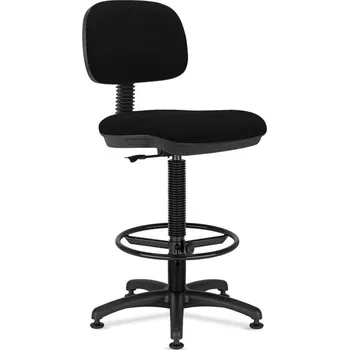Průmyslová vysoká židle SENIOR, černá látka - opěrný kruh