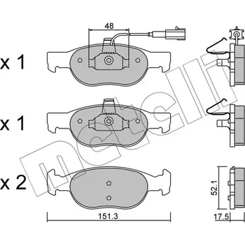 Brzdová destička Sada brzdových destiček, kotoučová brzda, , 71752989, 71770953, 77362084, 77362199, 77362351, 9947118, 9947446, 9947600, 9947629, METELLI, 22-0079-0