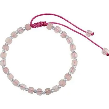 Náramek Náramek Anfial růžový s pravým růženínem a stříbrnými korálky INS1025BRO