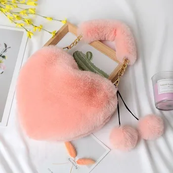 Kabelka Kožešinová dámská kabelka - oranžová růžová