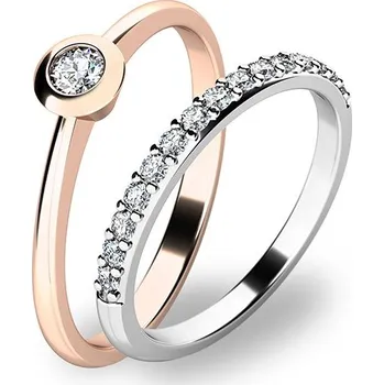 Prsten Zásnubní prsten zlato mix 585/1000 zirkon set zásnubních 10807-SET01-RB velikost 59