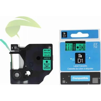 Pásek do tiskárny TONERSYP páska pro Dymo 45019 / S0720590, 12mm x 7m, černý tisk / zelený podklad