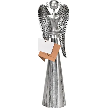 Vánoční dekorace Plechový anděl s kalíškem na svíčku stříbrný 31 cm (115356 015 BNM-0040 anděl S-sv. 30cm)