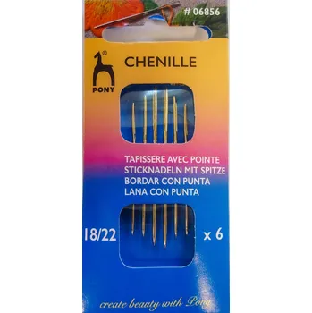 Vyšívací vzor Jehly vyšívací ostré PONY 606856 18 / 22 blistr, zlatá ucha, 6 kusů (3 velikosti)