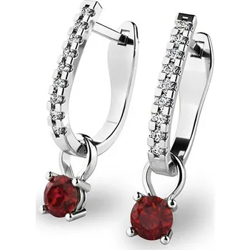 Náušnice Dámské náušnice bílé zlato 585/1000 přírodní diamant 0.66 ct G/SI s granáty 10862-B-DIA-GRA