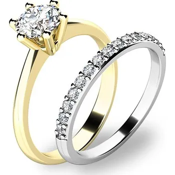 Prsten Zásnubní prsten zlato mix 585/1000 zirkon set zásnubních z kombinovaného 10720-SET01-ZB velikost 46