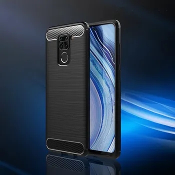Pouzdro na mobilní telefon Ochranný silikonový obal karbon pro Xiaomi Redmi Note 9 - černý