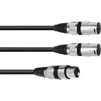 Elektrická zásuvka Omnitronic 30225206 XLR kabelový adaptér [1x XLR zásuvka 3pólová - 2x XLR zástrčka 3pólová] 3.00 m černá