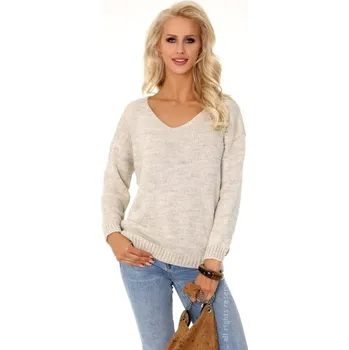 Dámský svetr Volný dámský svetr Margitam Colorful Merribel Barva: BÉŽOVÁ, Velikost: UNI