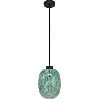 Light for home - Závěsné svítidlo se stínítkem z foukaného skla v barvě zelená melanž 19603 "Marble "made in Italy, 1x60W, E27, Černá